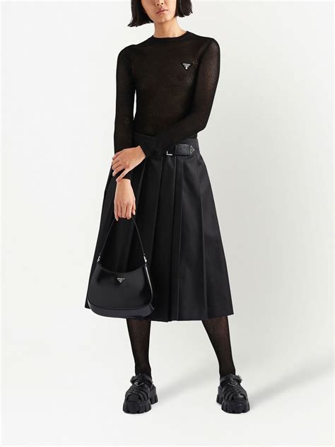 prada pleated leather skirt|prada nylon pleated top.